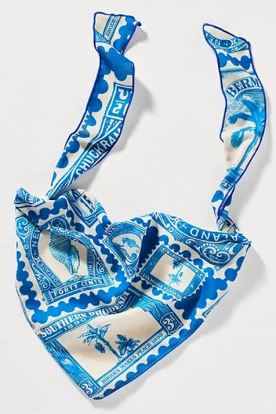 By Anthropologie Stamp Printed Hair Scarf In Blue