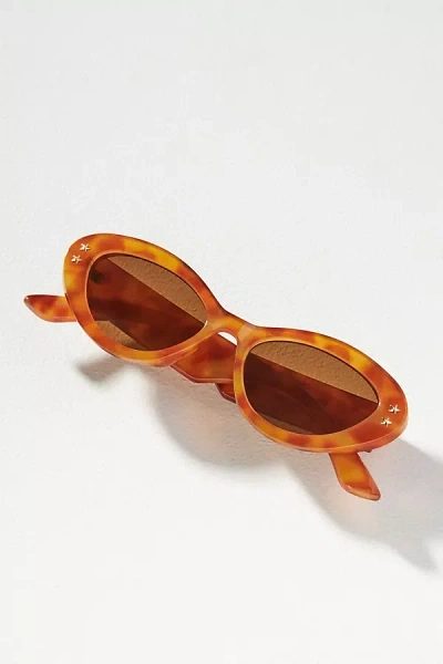 By Anthropologie Star-studded Oval Sunglasses In Orange