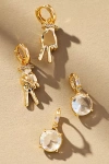 By Anthropologie Starry Night Charm Huggie Hoop Earrings, Set Of 2 In Yellow