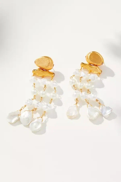By Anthropologie Statement Pearl Drop Earrings In White