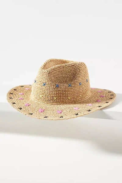 By Anthropologie Stitched Straw Rancher In Pink
