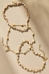 By Anthropologie Stone & Crystal Anklets, Set Of 3