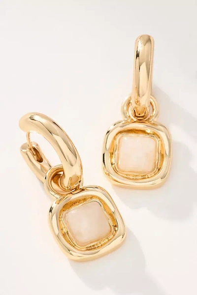 By Anthropologie Stone Charm Huggie Hoop Earrings In White