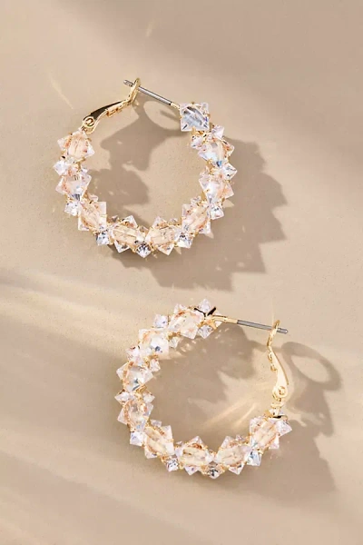 By Anthropologie Stone Cluster Hoop Earrings In Transparent