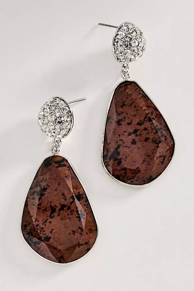 By Anthropologie Stone Drop Earrings In Brown