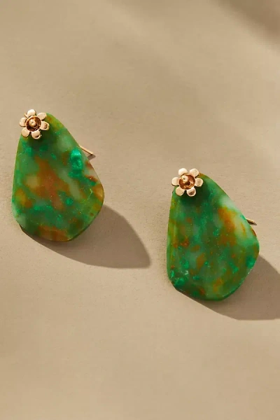 By Anthropologie Stone Drop Earrings In Green