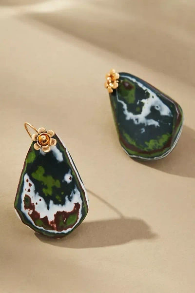 By Anthropologie Stone Drop Earrings In Green