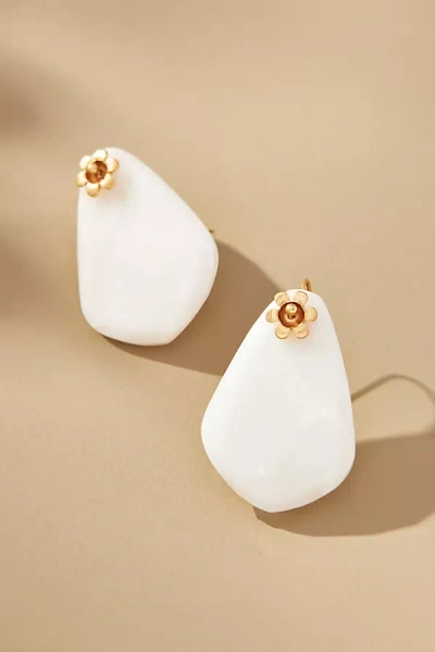 By Anthropologie Stone Drop Earrings In White