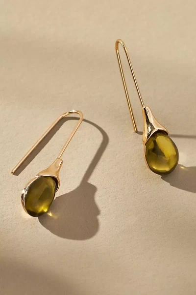 By Anthropologie Stone Droplet Earrings In Green