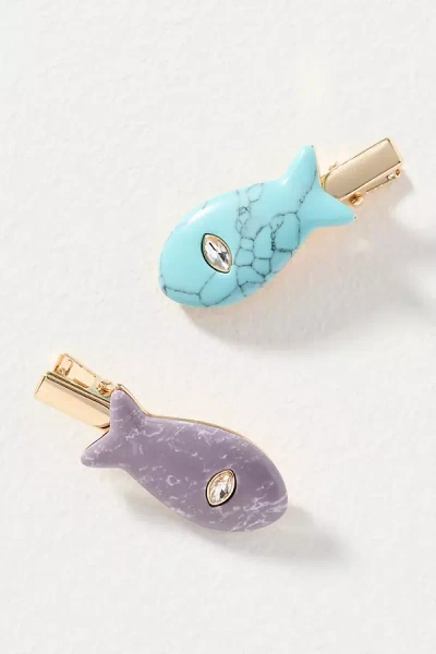 By Anthropologie Stone Fish Hair Clips, Set Of 4 In Multi