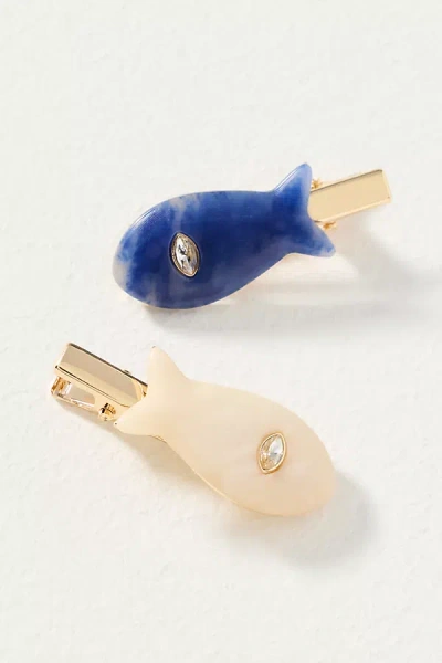 By Anthropologie Stone Fish Hair Clips, Set Of 4 In Multi