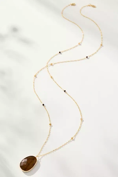 By Anthropologie Stone Pendant Necklace In Brown