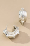 By Anthropologie Stone Ribbed Huggie Hoop Earrings In Silver