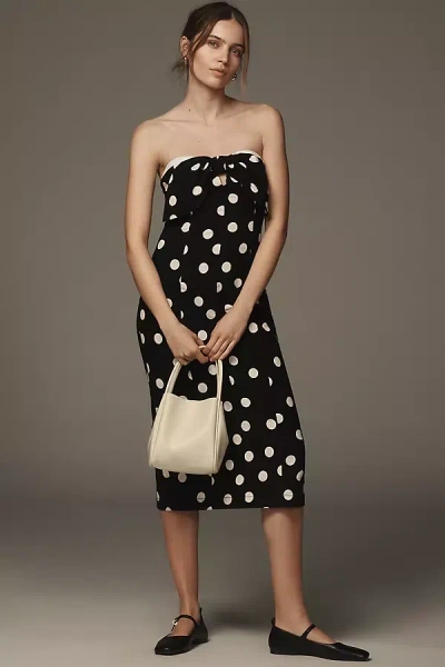 By Anthropologie Strapless Bow-front Midi Dress In Black