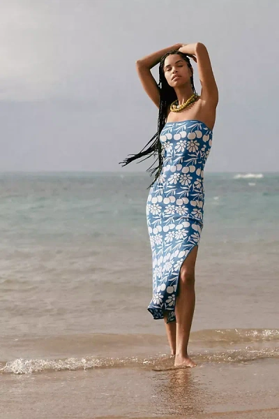 By Anthropologie Strapless Slim Sweater Dress In Blue