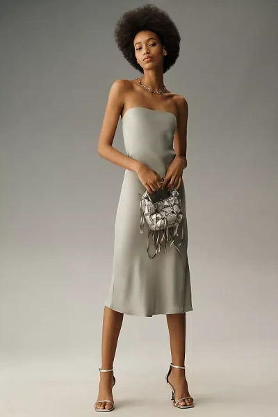 By Anthropologie Strapless Slip Midi Dress In Green