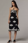 By Anthropologie Strapless Smocked Midi Dress In Black