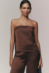 By Anthropologie Strapless Textured Top In Brown