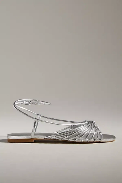 By Anthropologie Strappy Flat Sandals In Silver
