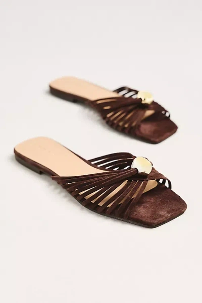By Anthropologie Strappy Square-toe Slide Sandals In Brown