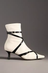 By Anthropologie Strappy Stretch Sock Kitten-heel Ankle Boots In White