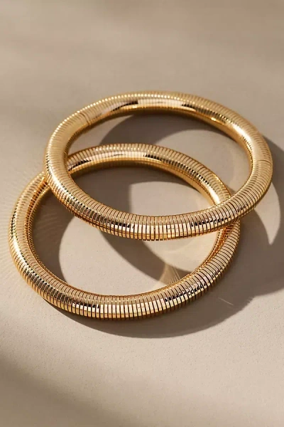 By Anthropologie Stretch Bangle Bracelets, Set Of 2 In Gold