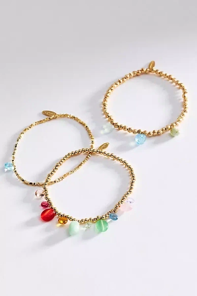By Anthropologie Stretch Stone Bracelets, Set Of 3 In Gold