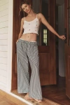 By Anthropologie Stripe Cotton Boxer Pyjama Bottoms In Green