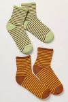 By Anthropologie Stripe Crew Socks, Set Of 2 In Multi