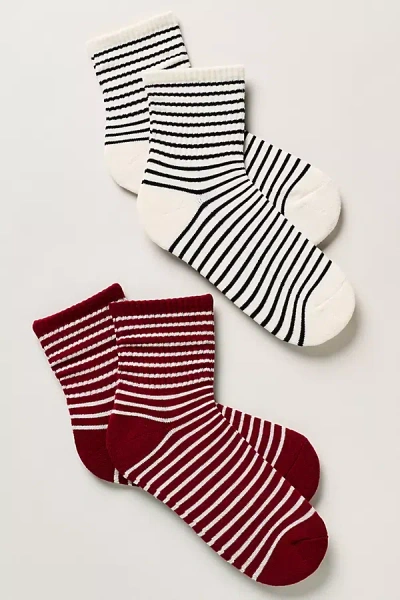 By Anthropologie Stripe Crew Socks, Set Of 2 In Multi