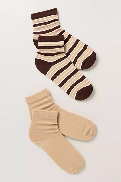 By Anthropologie Striped And Solid Crew Socks, Set Of 2 In Multi