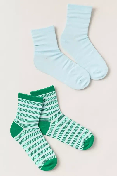 By Anthropologie Striped And Solid Crew Socks, Set Of 2 In Multi