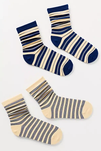 By Anthropologie Striped Crew Socks, Set Of 2 In Multi