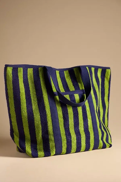 By Anthropologie Striped Terry Summer Tote In Blue