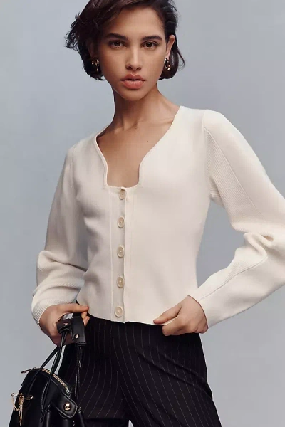 By Anthropologie Structured Buttondown Sweater In Neutral