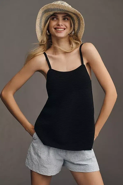By Anthropologie Structured Sweater Swing Tank Top In Black