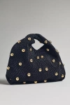 By Anthropologie Studded Beaded Satchel Bag In Black