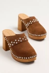 By Anthropologie Studded Block-heel Clogs In Brown