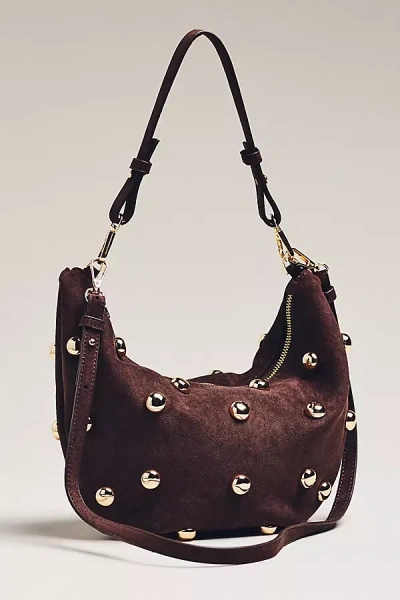 By Anthropologie Studded Faux-suede Shoulder Bag In Brown