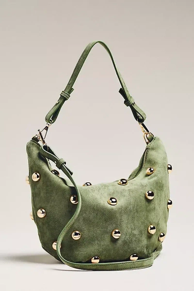 By Anthropologie Studded Faux-suede Shoulder Bag In Green