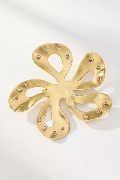 By Anthropologie Studded Flower Brooch In Gold