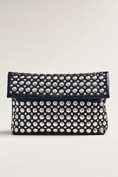 By Anthropologie Studded Foldover Clutch In Black