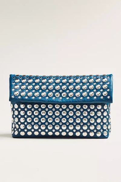 By Anthropologie Studded Foldover Clutch In Blue