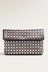 By Anthropologie Studded Foldover Clutch In Brown