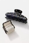 By Anthropologie Studded Hair Claw Clips, Set Of 2 In Gray
