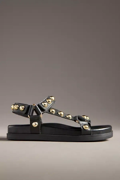 By Anthropologie Studded Leather Sport Sandals In Black