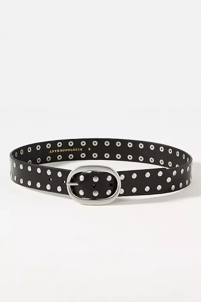 By Anthropologie Studded Oval Buckle Belt In Black