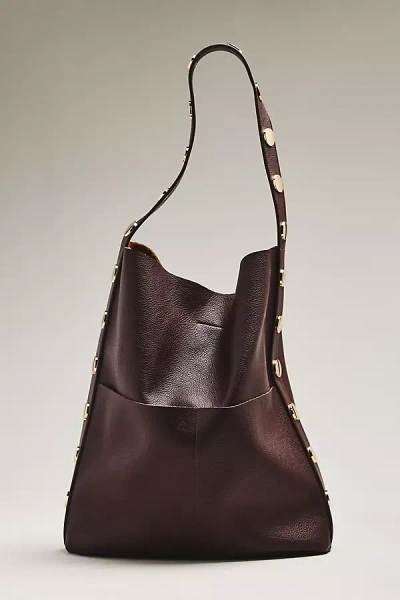 By Anthropologie Studded Vegan-leather North-south Tote Bag In Brown