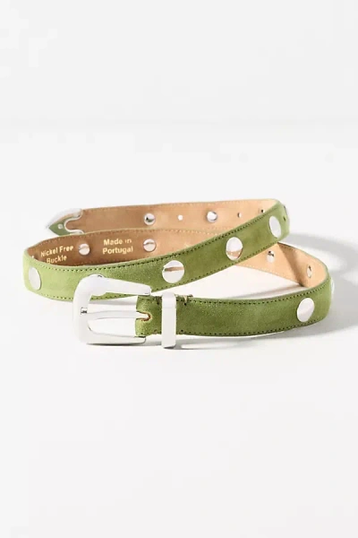By Anthropologie Studded Western Belt In Green