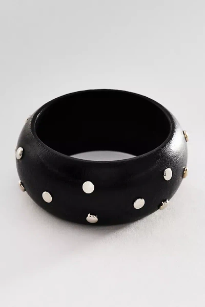 By Anthropologie Studded Wood Bangle Bracelet In Burgundy
